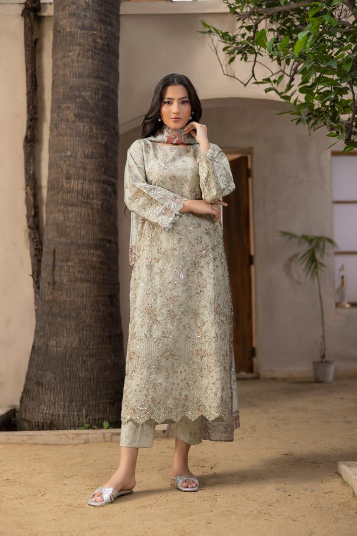 Areebah - 3 PC Printed Dress