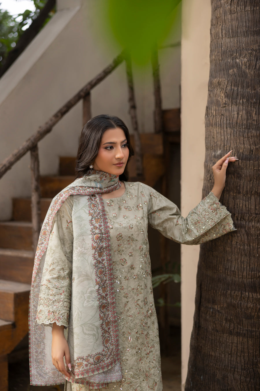 Areebah - 3 PC Printed Dress