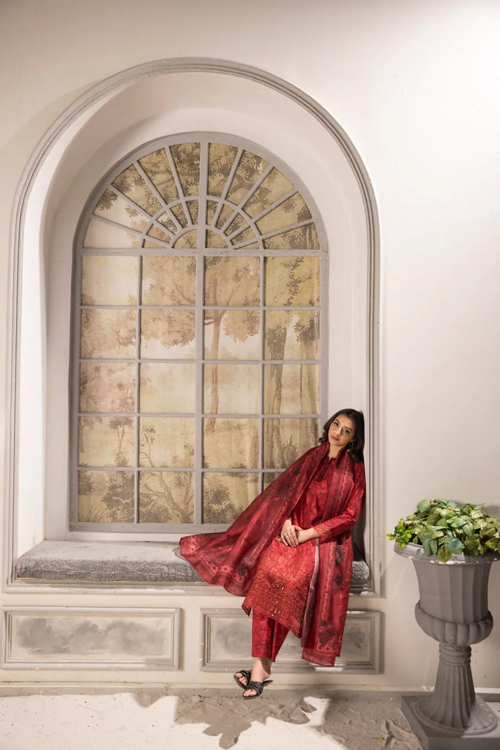 Surkh Naz - 3 PC Printed Dress