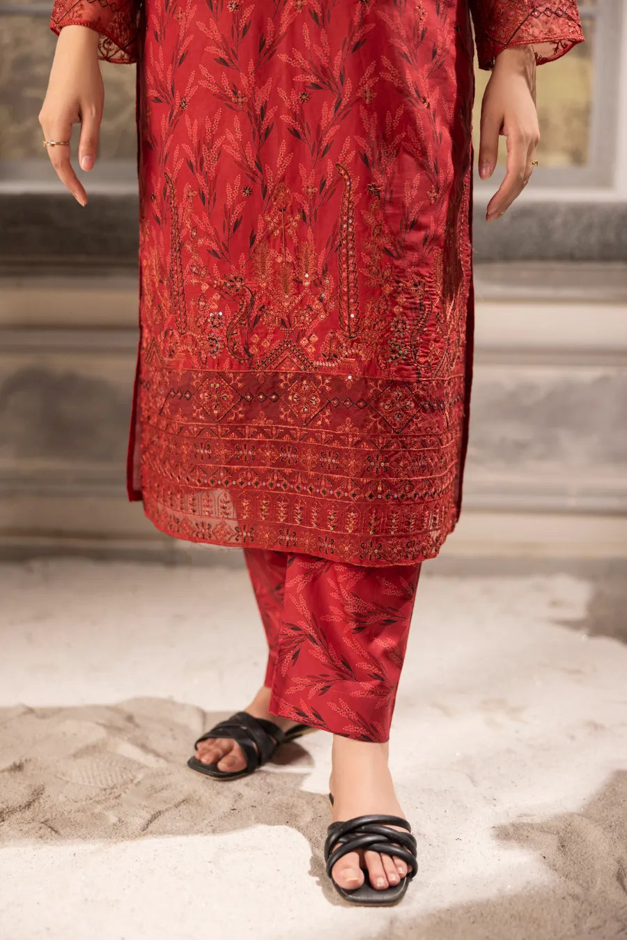 Surkh Naz - 3 PC Printed Dress