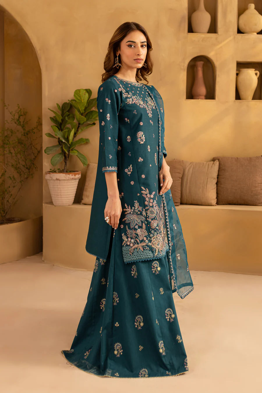 Naira 3Pc - Embroidered Karandi Dress