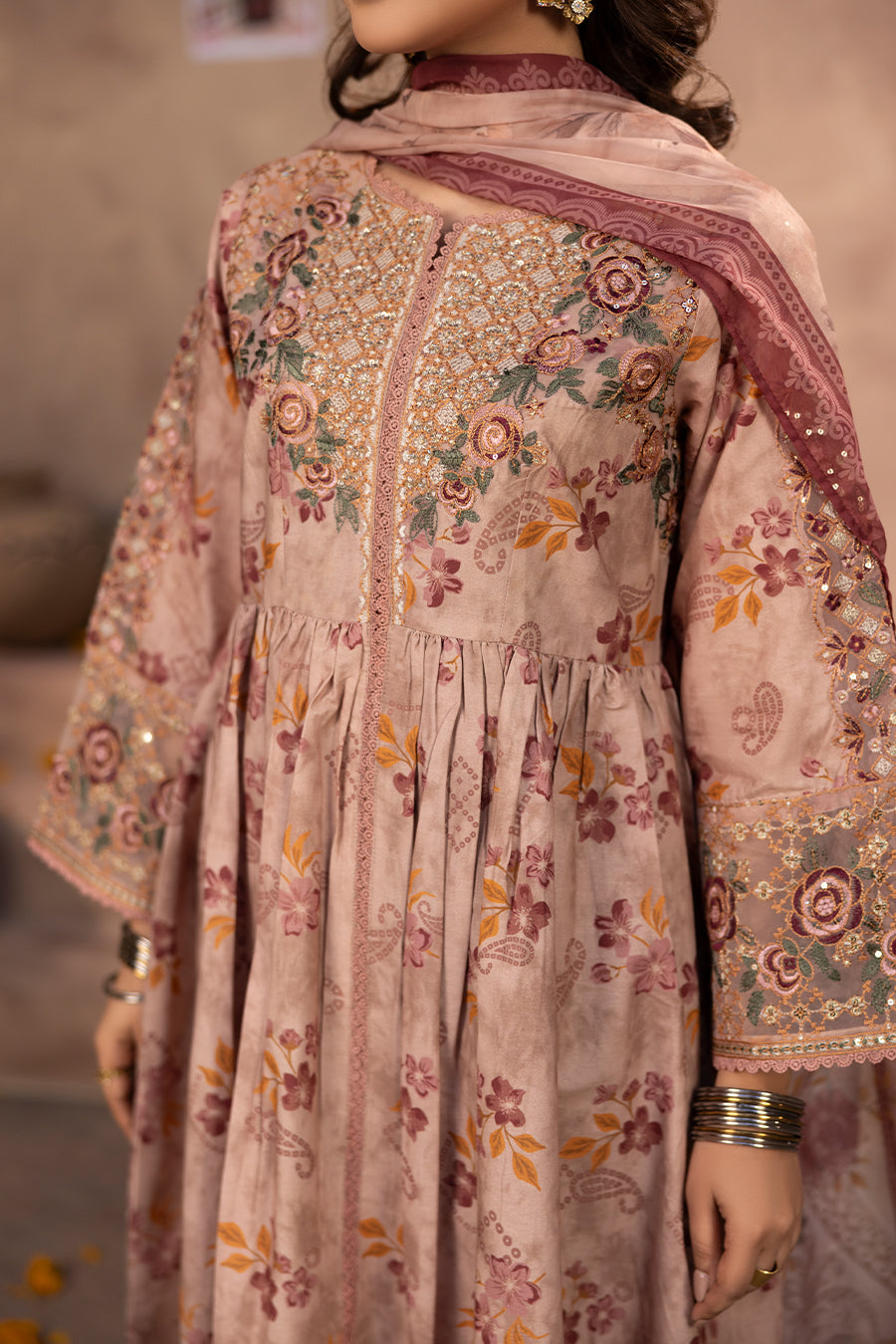 Meera - Cotton Cambric Frock (3PC)