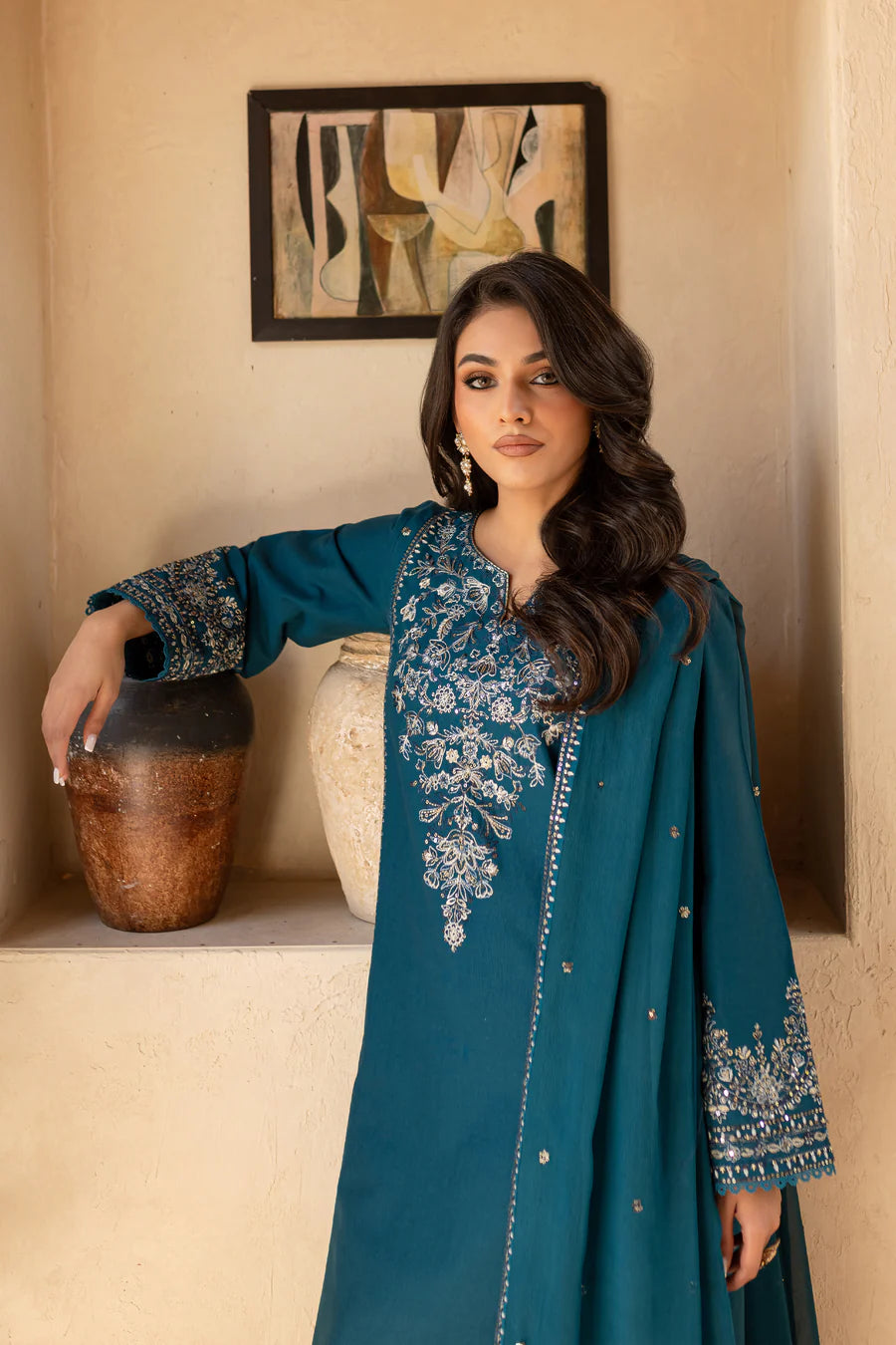 Feroza - 3 PC Embroidered Dress