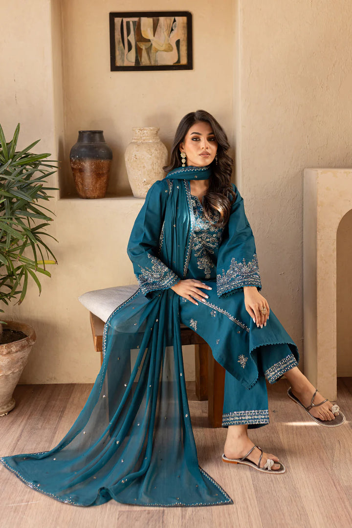 Feroza - 3 PC Embroidered Dress