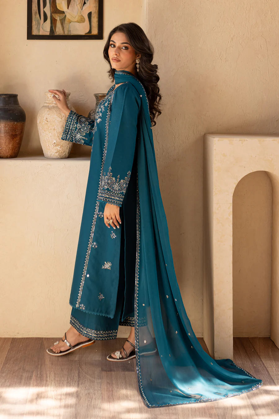 Feroza - 3 PC Embroidered Dress