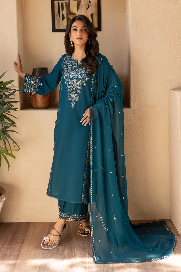 Feroza - 3 PC Embroidered Dress