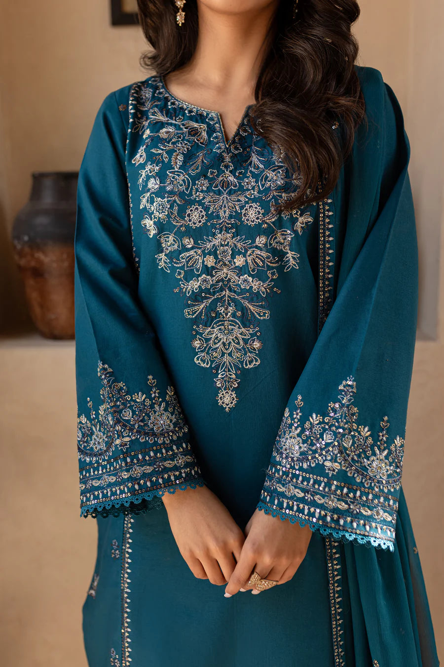 Feroza - 3 PC Embroidered Dress