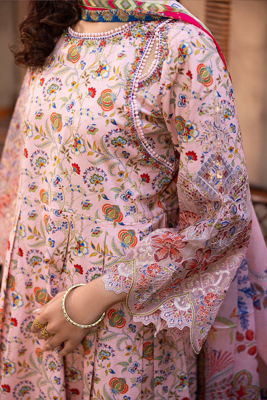 Asha - Cotton Cambric Frock (3PC)