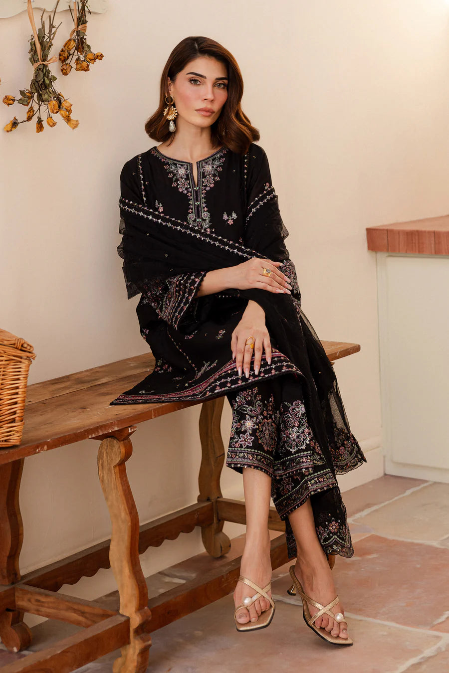 Siyahi - 3 PC Embroidered Dress