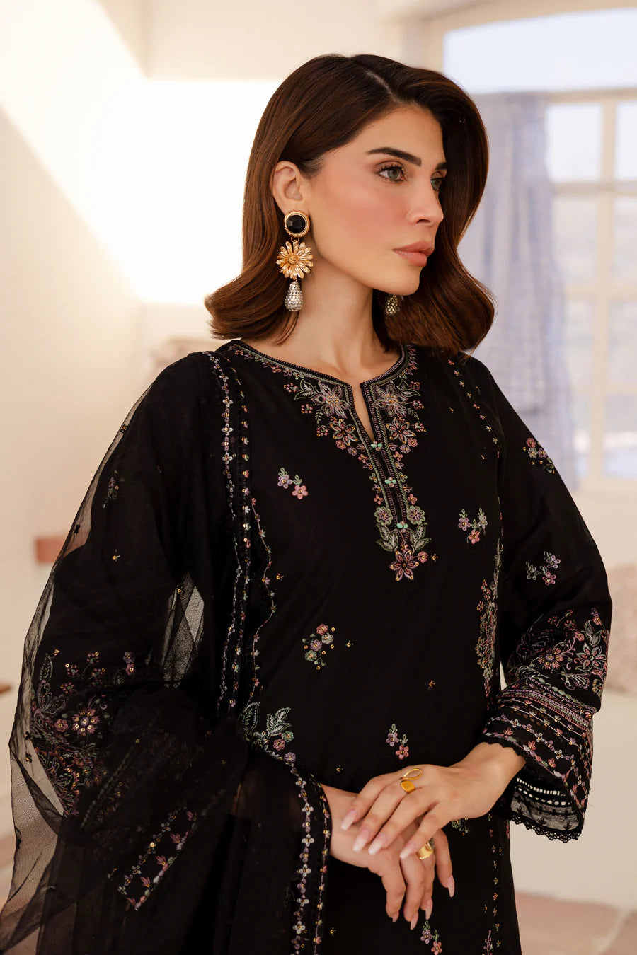 Siyahi - 3 PC Embroidered Dress