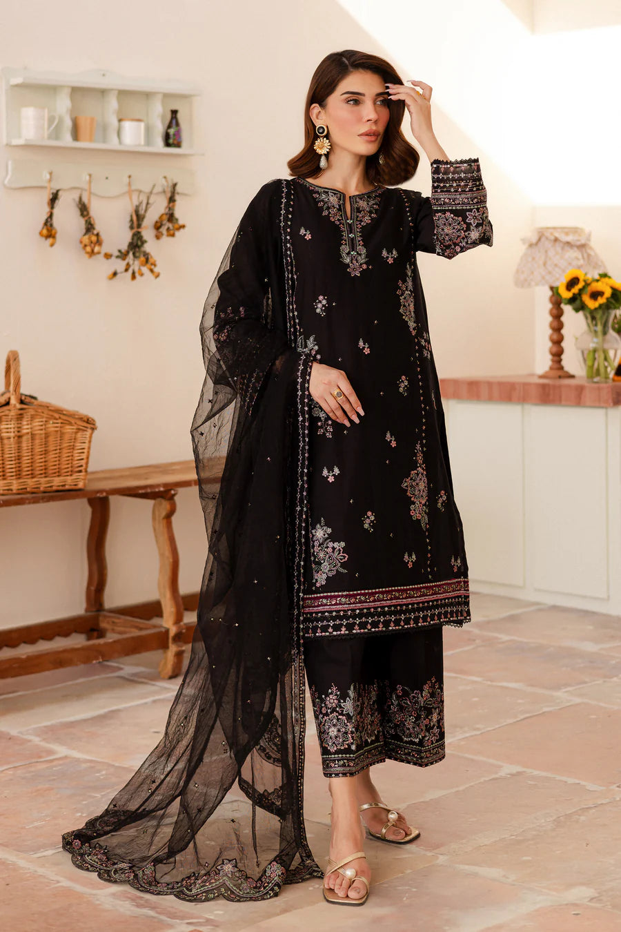 Siyahi - 3 PC Embroidered Dress