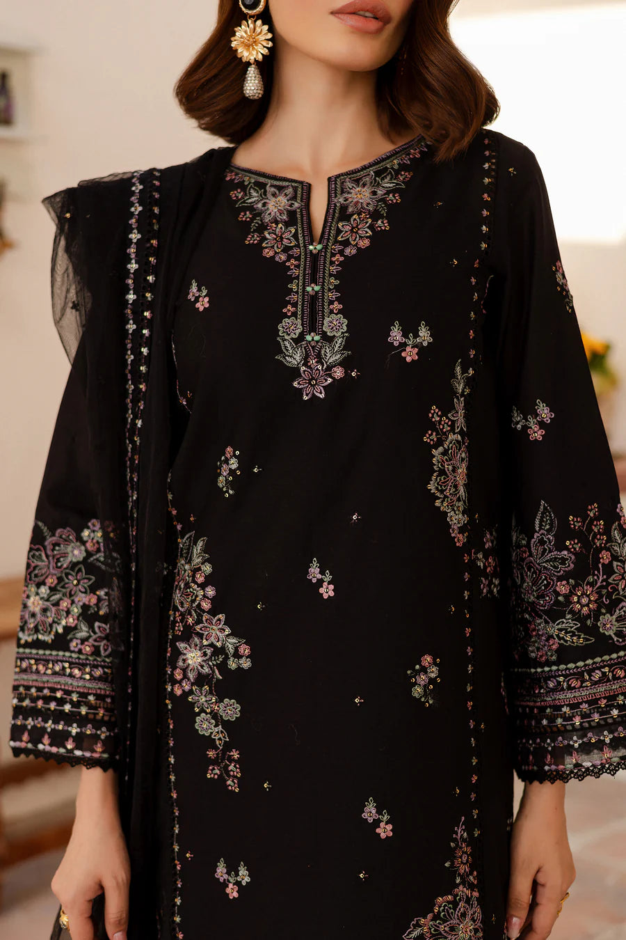 Siyahi - 3 PC Embroidered Dress