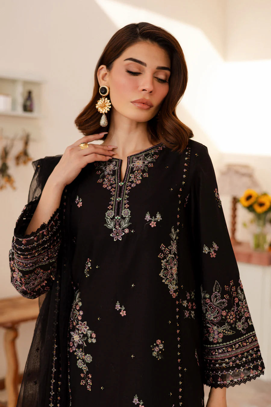 Siyahi - 3 PC Embroidered Dress
