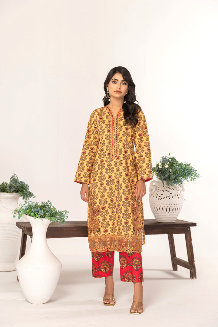 Maize 2Pc - Printed Khaddar Dress