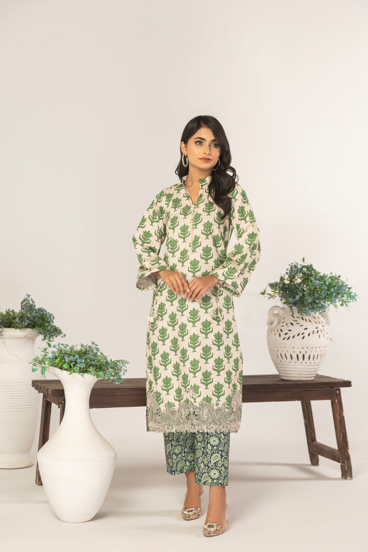 Bella 2Pc - Printed Khaddar Dress