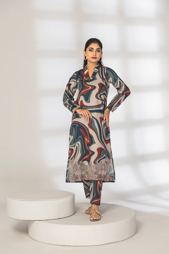 Puzzle 2Pc - Printed Khaddar Dress