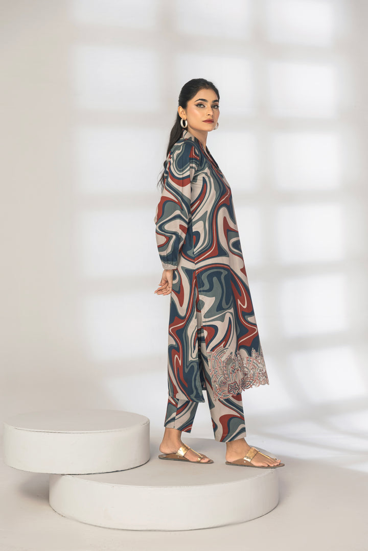 Puzzle 2Pc - Printed Khaddar Dress