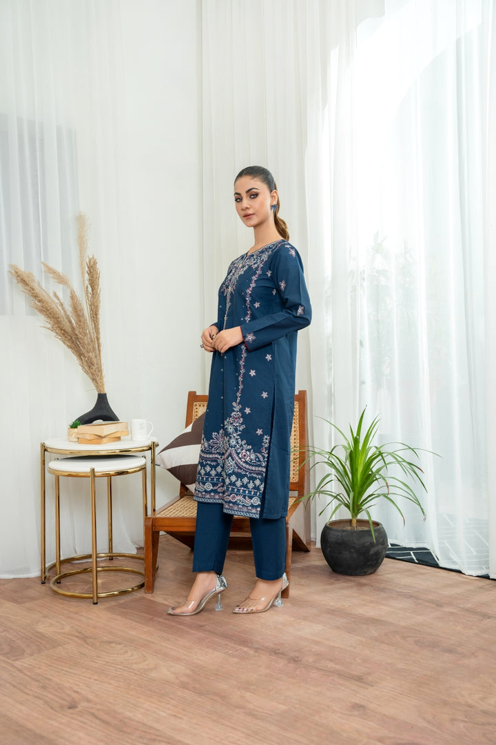 WINTER - Blue Jewel 2Pc - EMBROIDERED DRESS