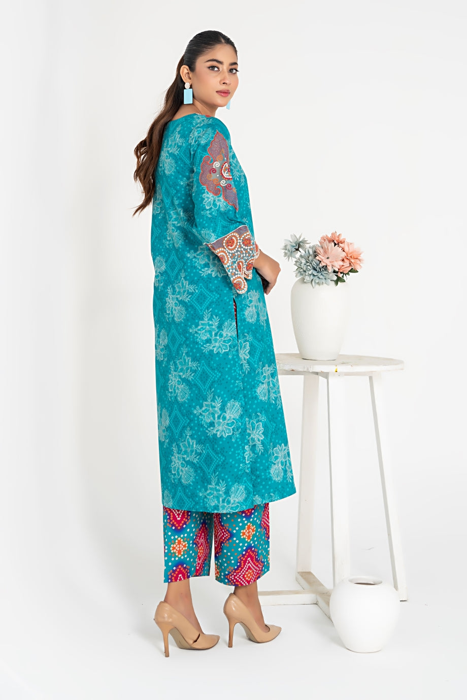 Blue Gem 2Pc - Printed Khaddar Dress