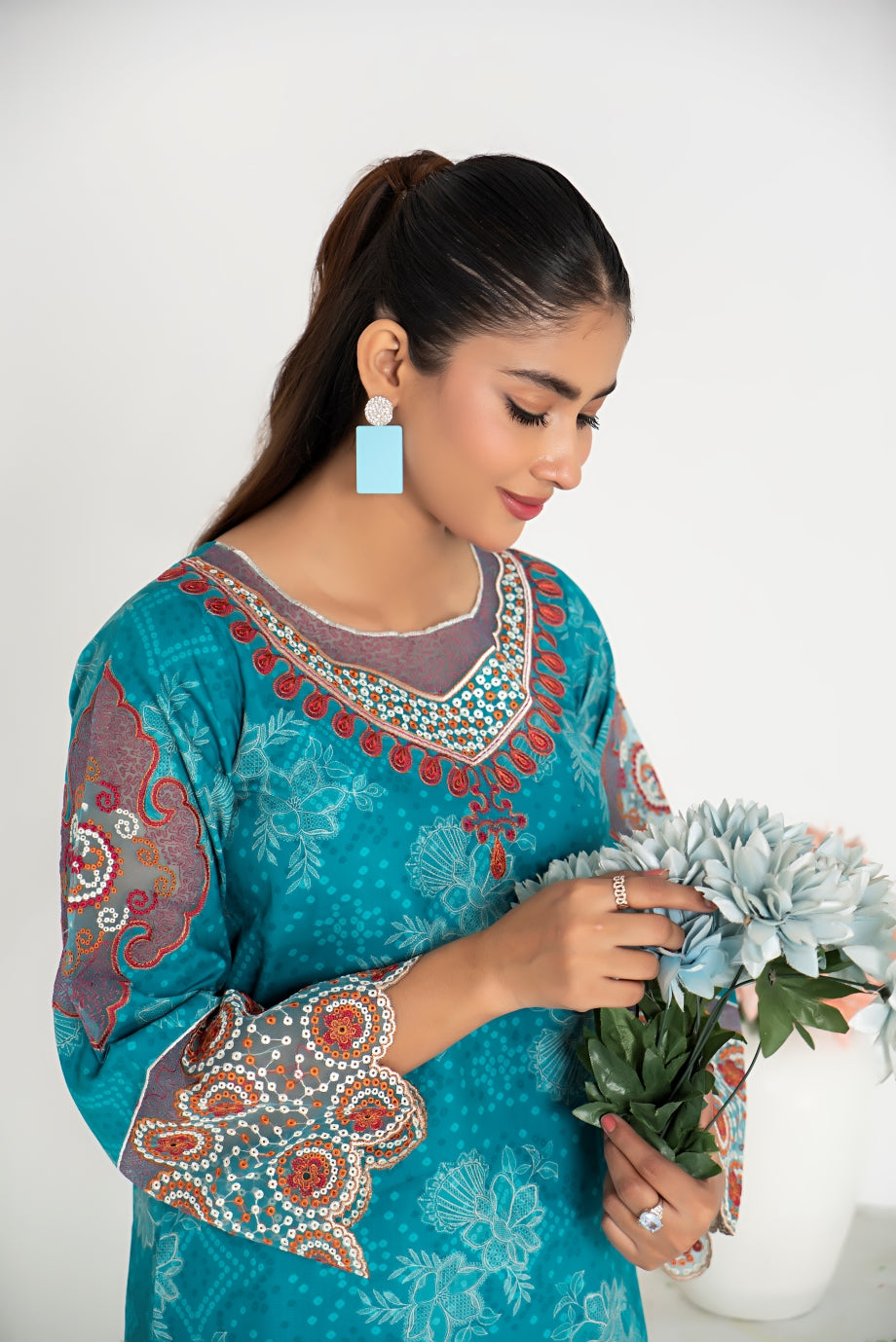 Blue Gem 2Pc - Printed Khaddar Dress