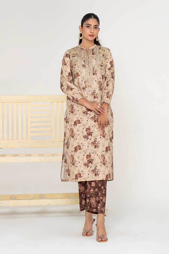 Ava 2Pc - Printed Khaddar Dress