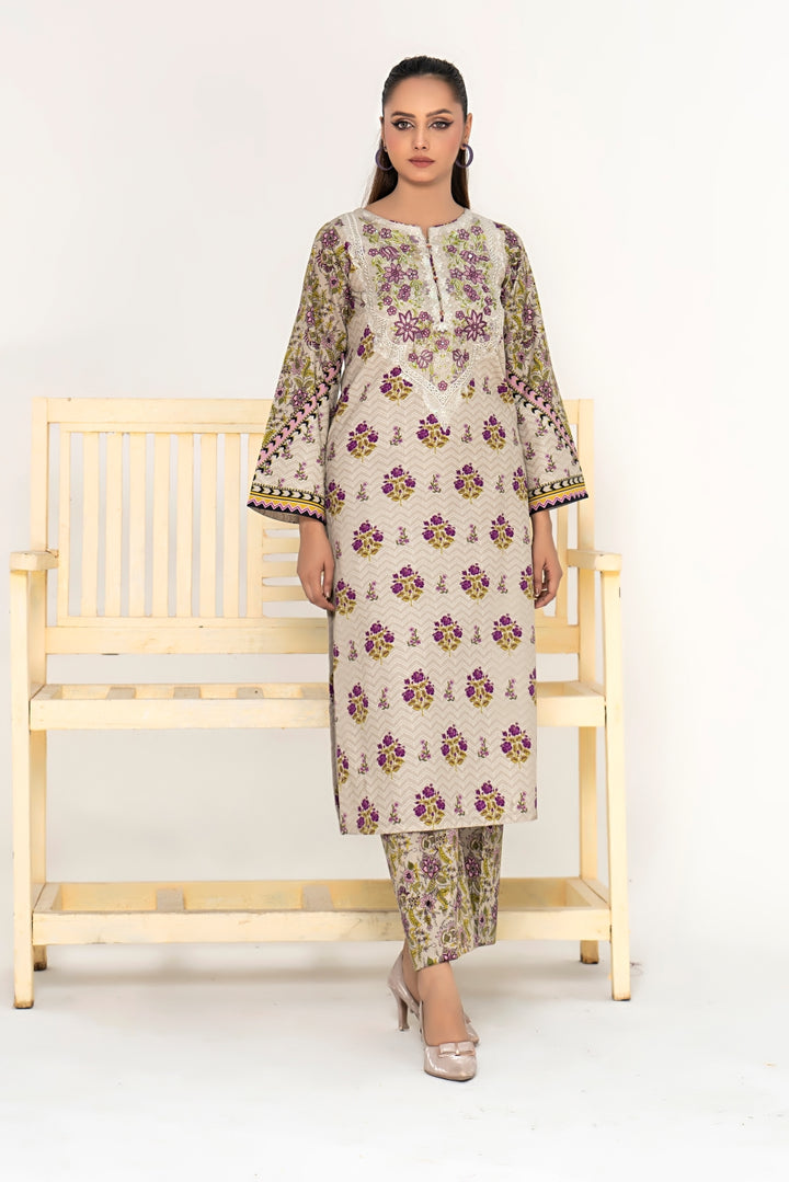 Abeera 2Pc - Printed Khaddar Dress