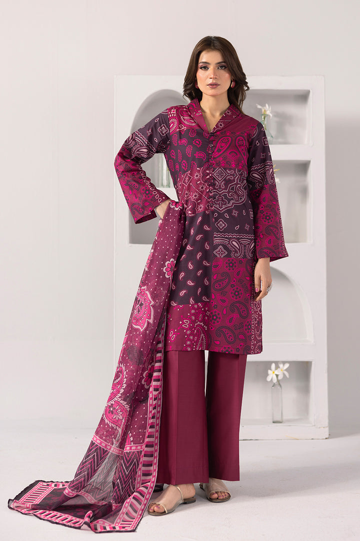 Plum Petal-Printed Luxury Pret(3Pcs)