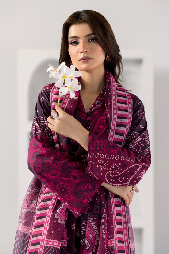 Plum Petal-Printed Luxury Pret(3Pcs)