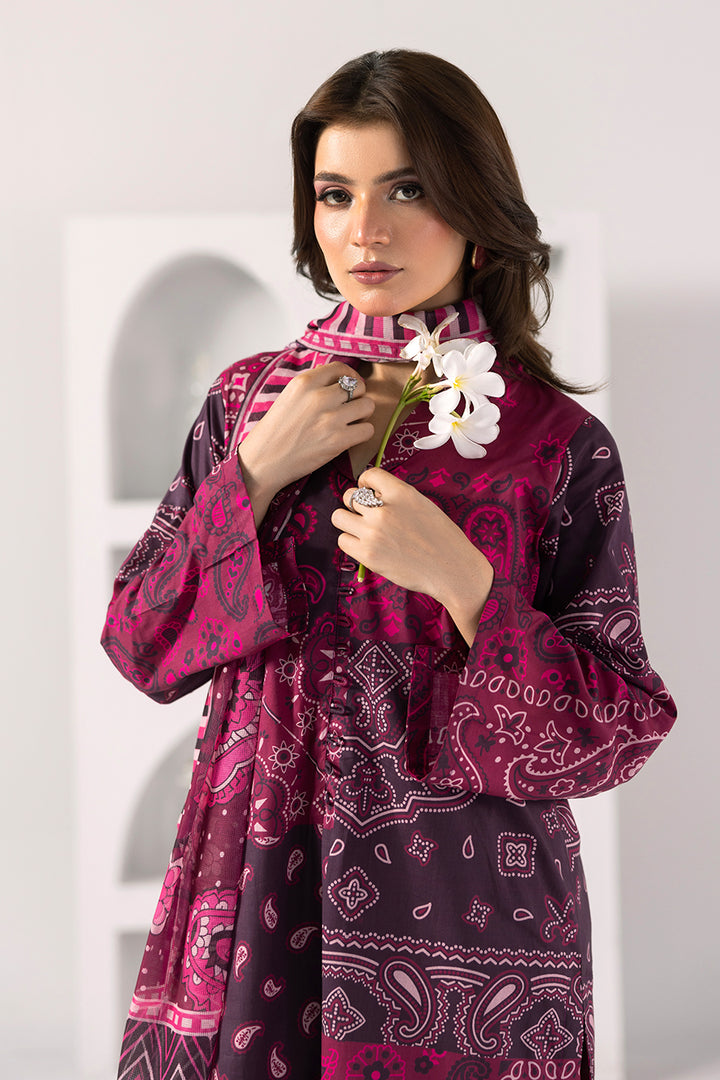Plum Petal-Printed Luxury Pret(3Pcs)