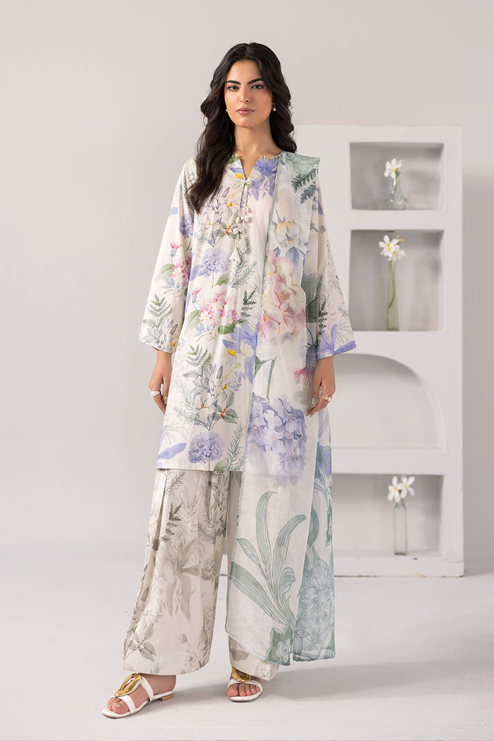 Soft Petal-Printed Luxury Pret(3Pcs)
