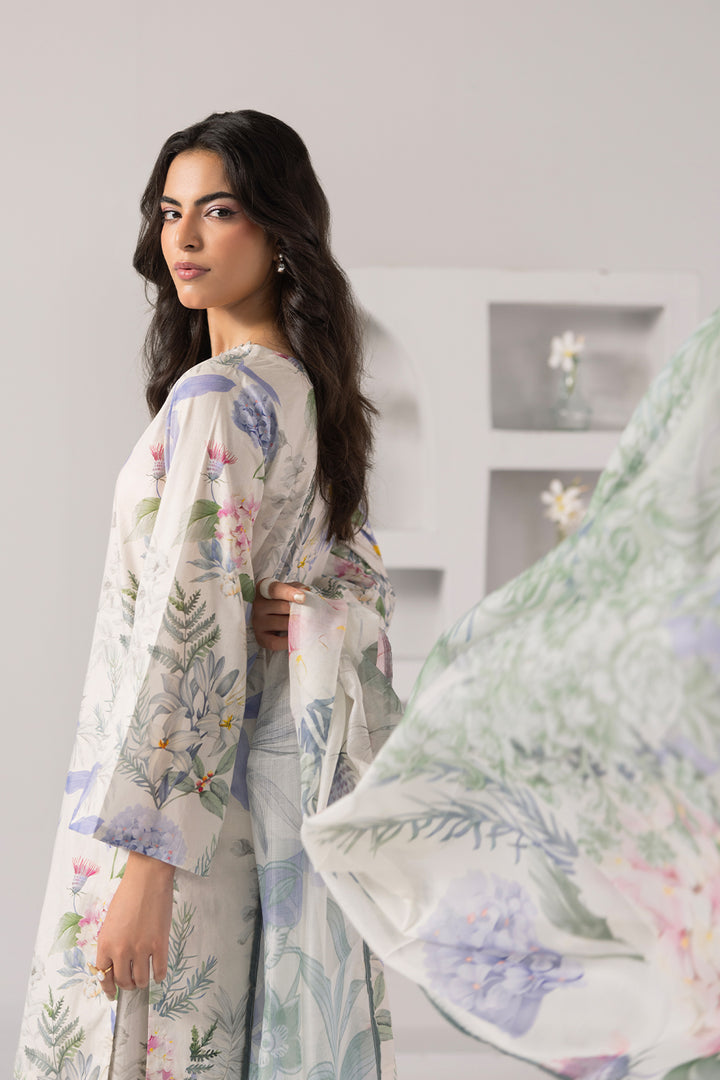 Soft Petal-Printed Luxury Pret(3Pcs)