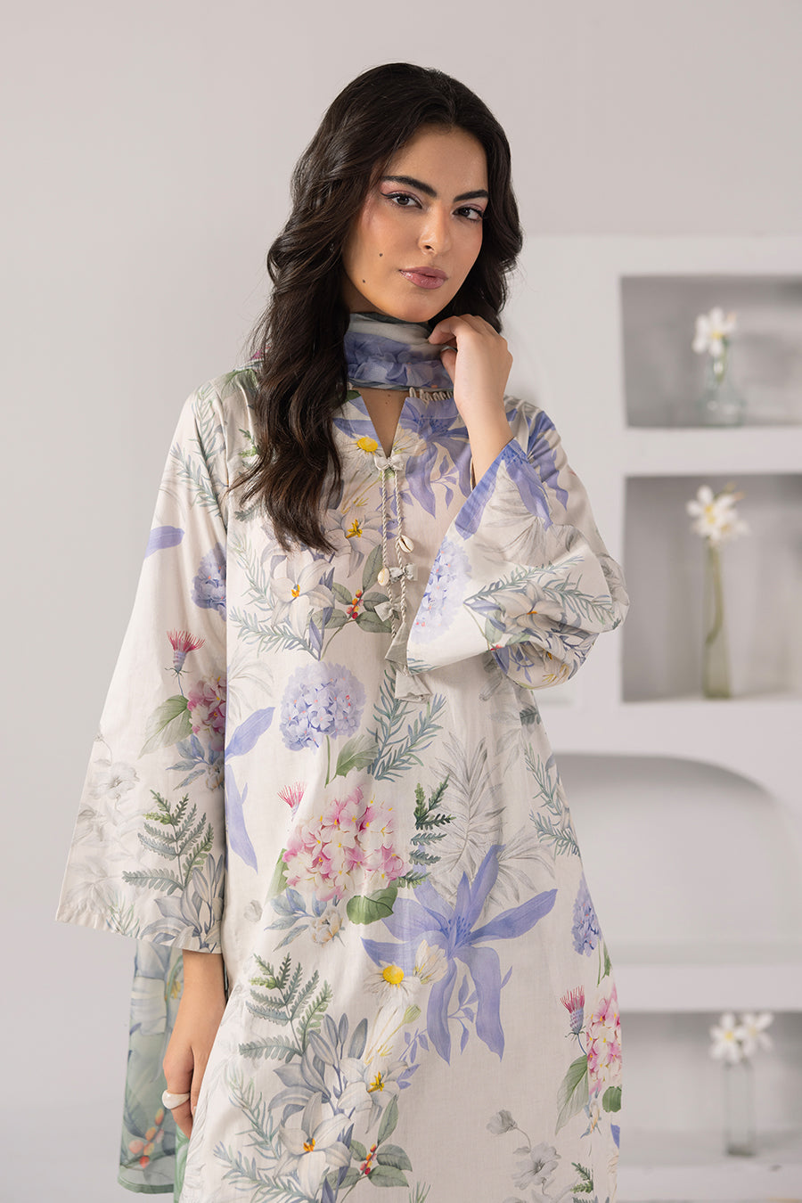 Soft Petal-Printed Luxury Pret(3Pcs)