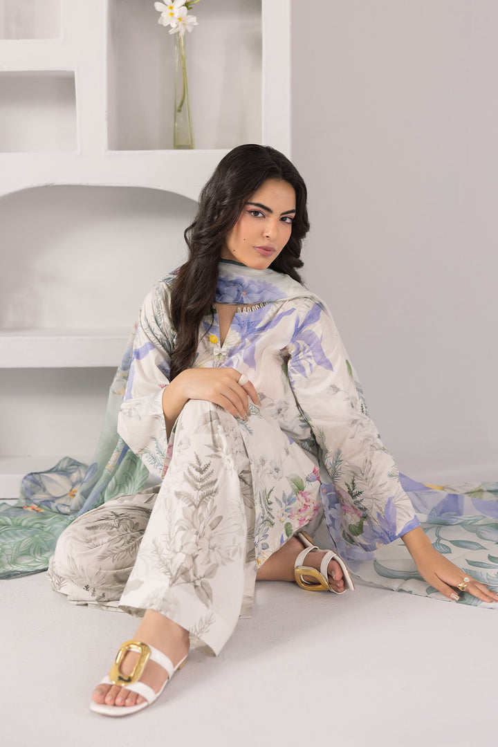 Soft Petal-Printed Luxury Pret(3Pcs)
