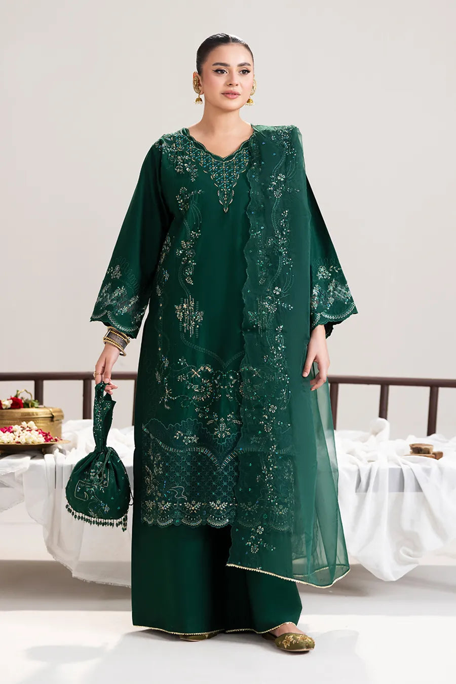 Shaam Emb-3PC - Zeenat Pret