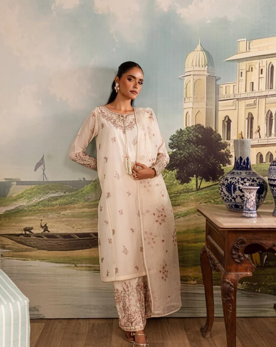 Afiya - 3 PC Embroidered Dress