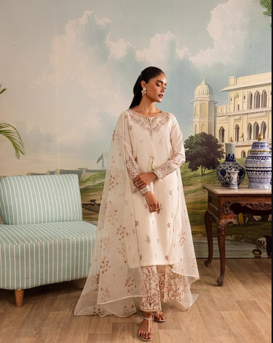 Afiya - 3 PC Embroidered Dress