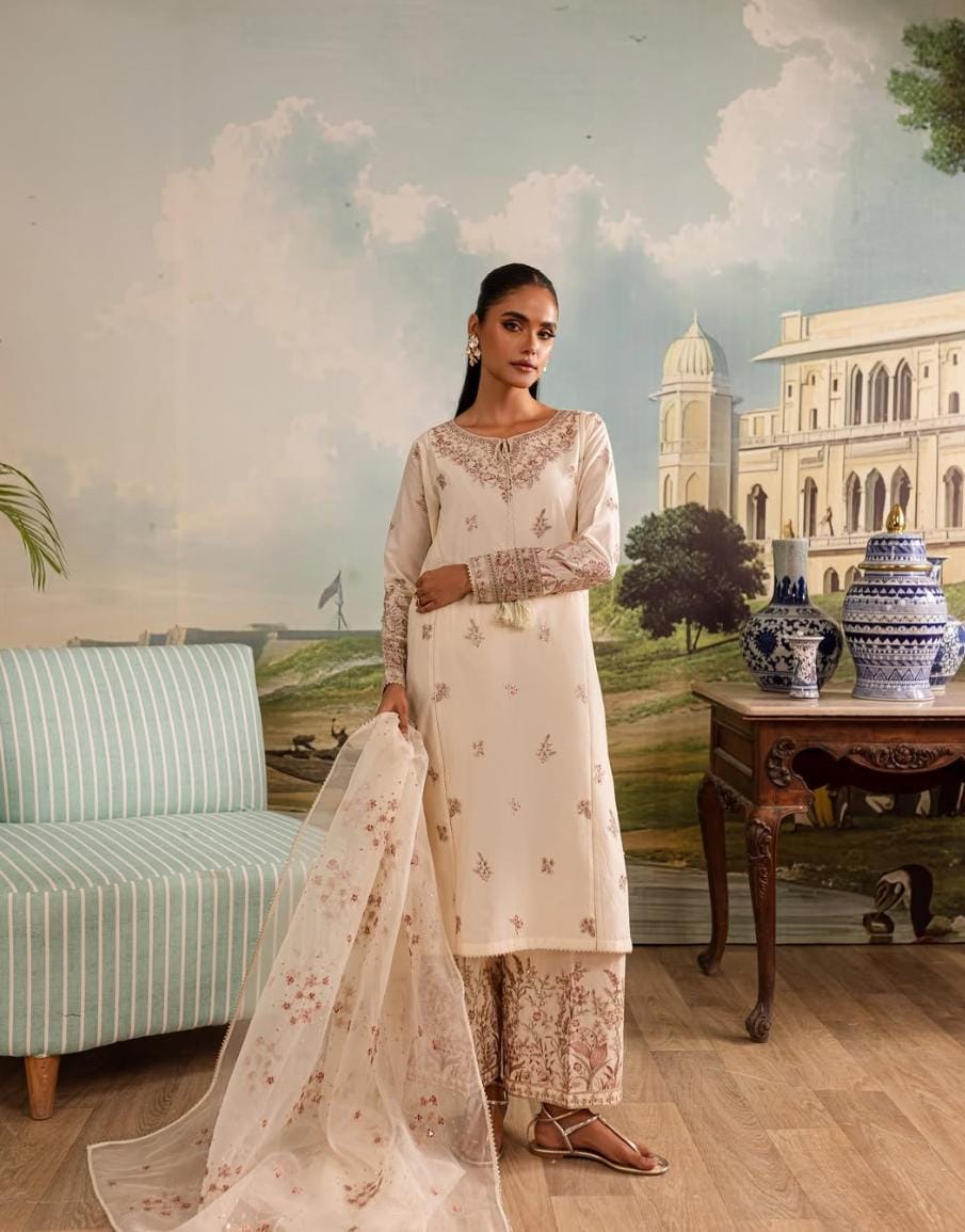 Afiya - 3 PC Embroidered Dress