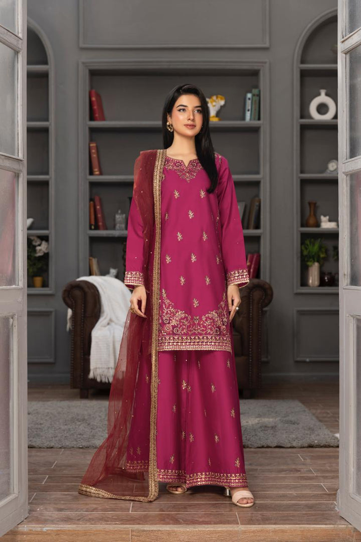 Surkhab - 3 PC Embroidered Dress