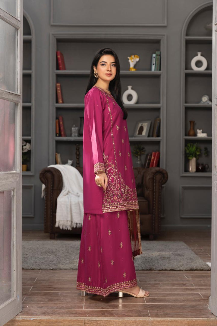 Surkhab - 3 PC Embroidered Dress