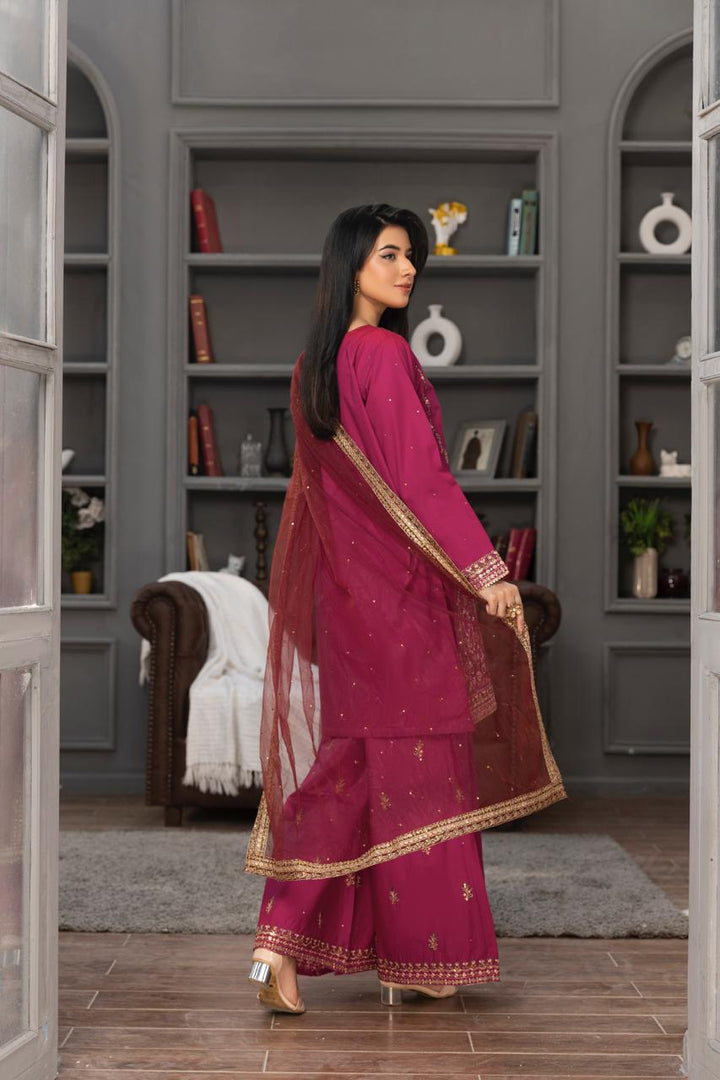 Surkhab - 3 PC Embroidered Dress