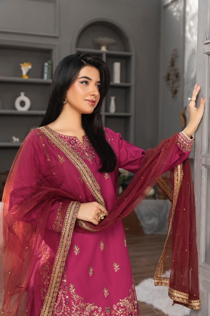 Surkhab - 3 PC Embroidered Dress