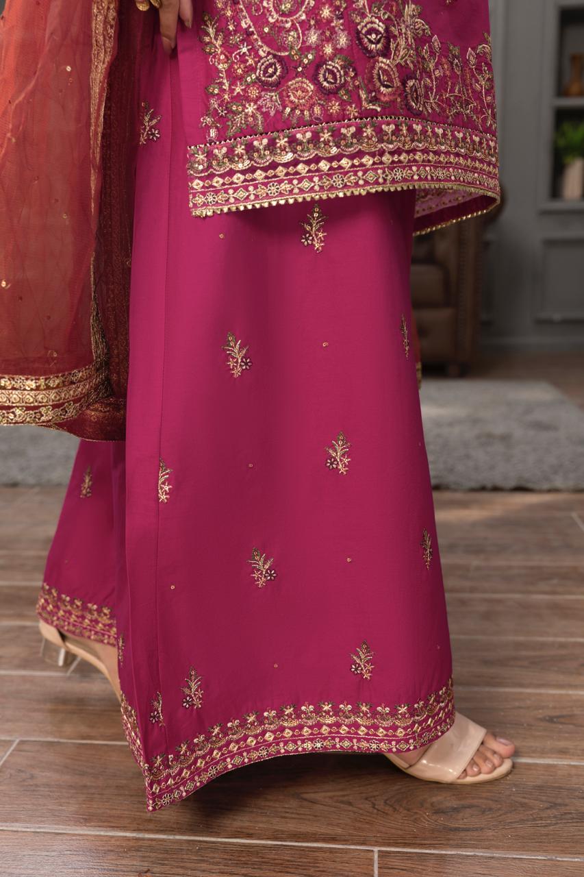 Surkhab - 3 PC Embroidered Dress