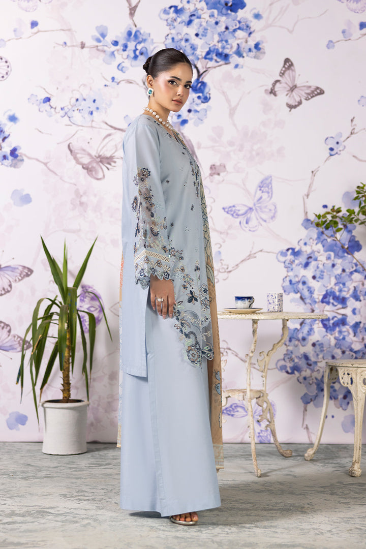 Aquamarine Emb-3PC - Zeenat Pret
