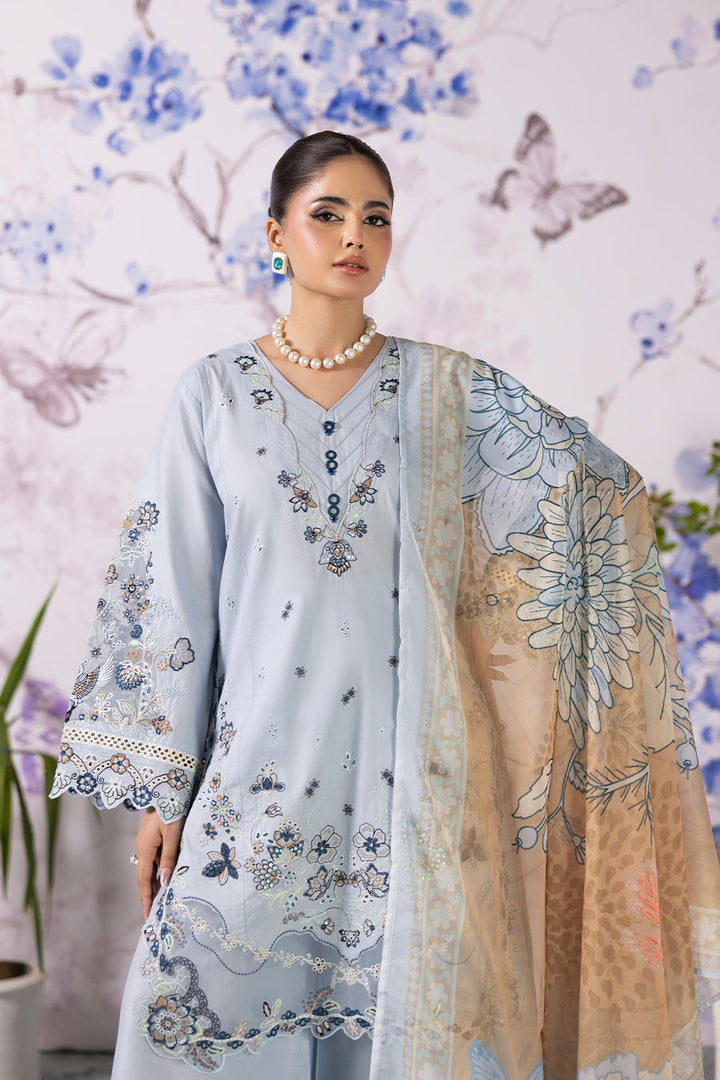 Aquamarine Emb-3PC - Zeenat Pret