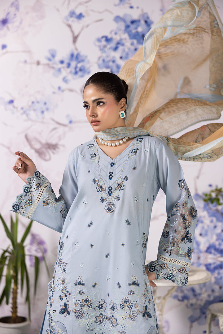 Aquamarine Emb-3PC - Zeenat Pret