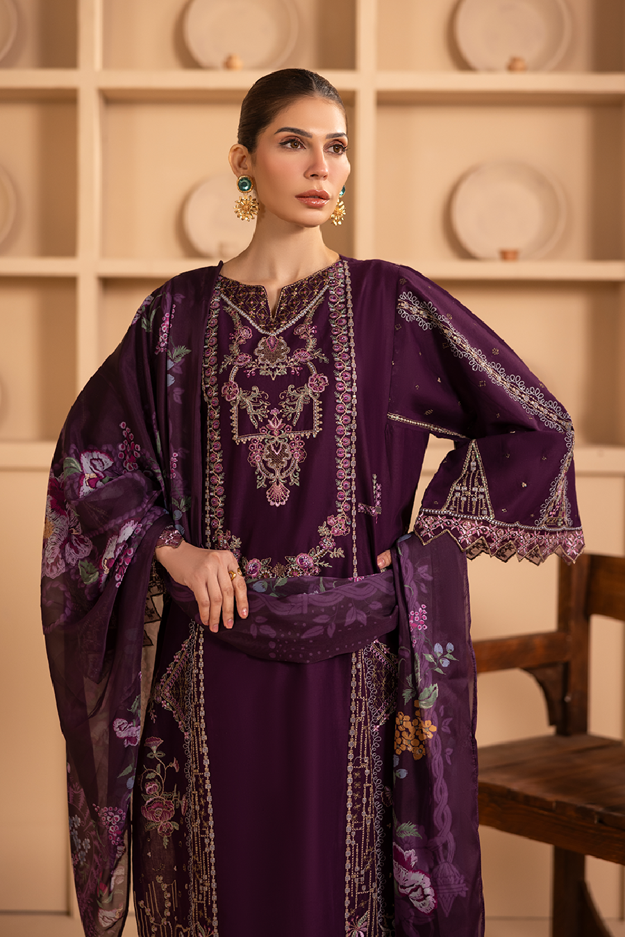Hazel Emb-3PC - Zeenat Pret