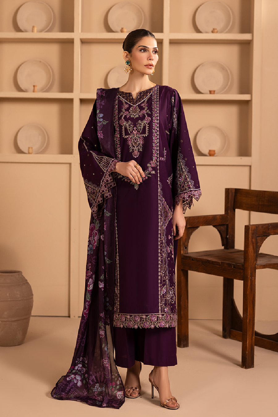 Hazel Emb-3PC - Zeenat Pret