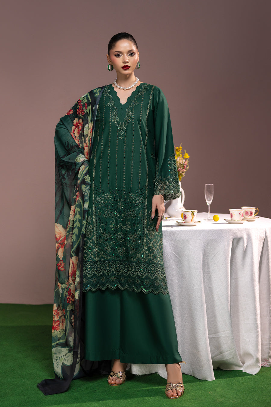 Jade Emb-3PC - Zeenat Pret
