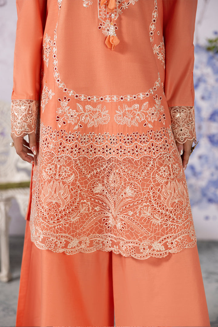Peach Moonstone Emb-3PC - Zeenat Pret