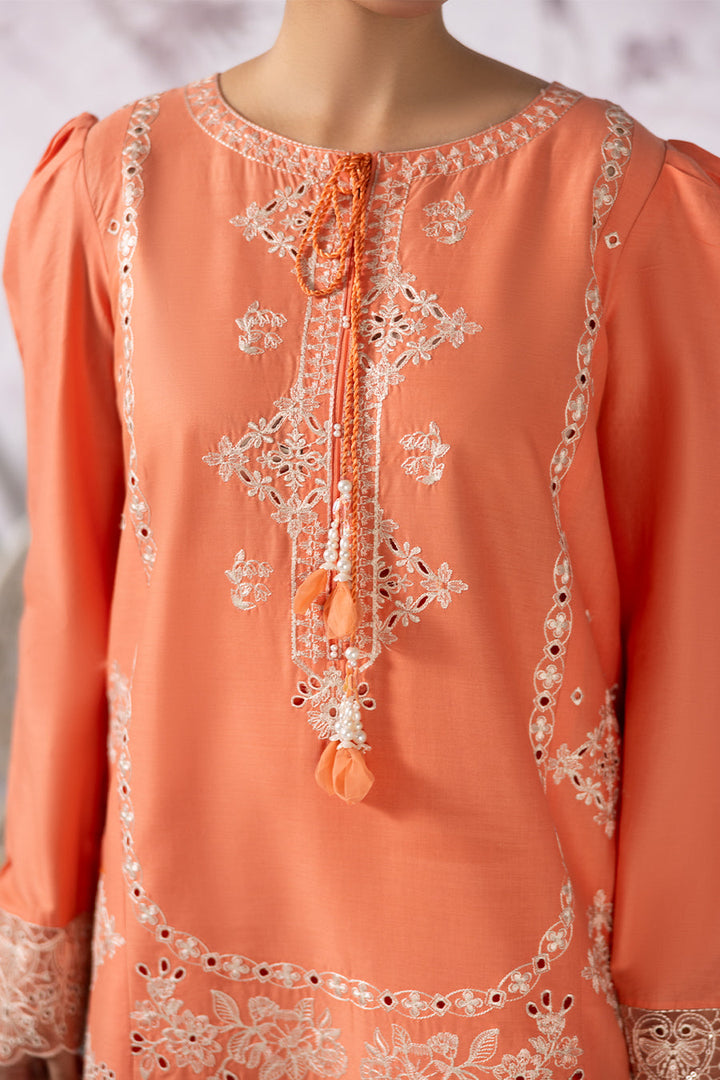 Peach Moonstone Emb-3PC - Zeenat Pret